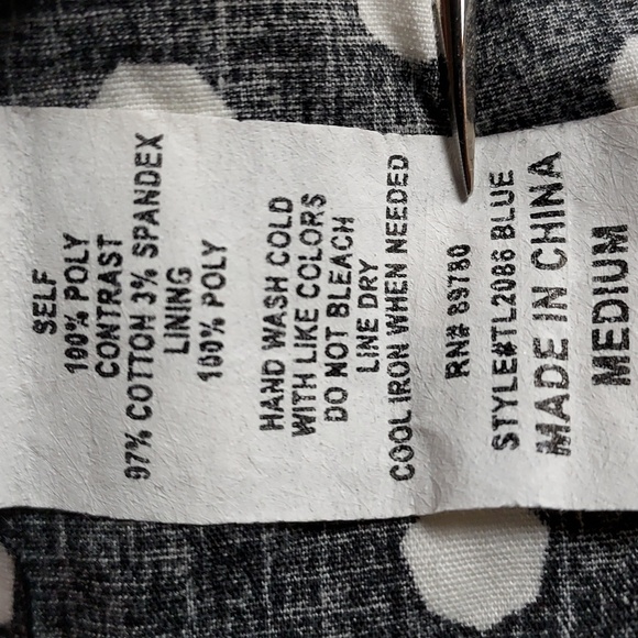 Hot Topic Blue & White Chiffon Rabbit Print Black & White Polka Dot Mini Dress M - Picture 9 of 9